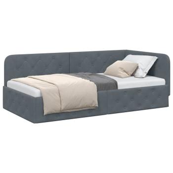 Eckbettgestell Dunkelgrau 90 x 190 cm Samt