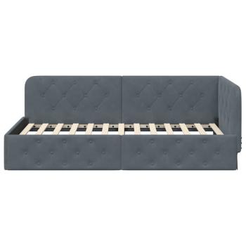 Eckbettgestell Dunkelgrau 90 x 190 cm Samt