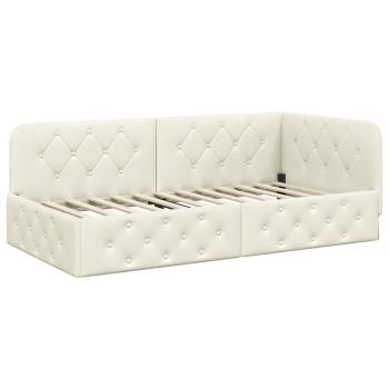 Eckbettgestell Creme 90 x 190 cm Samt