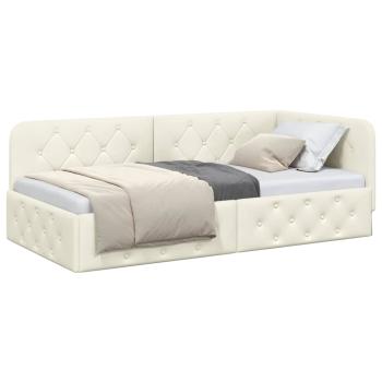 Eckbettgestell Creme 90 x 190 cm Samt