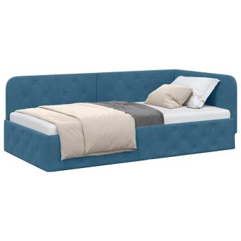 Eckbettgestell Blau 90 x 200 cm Samt