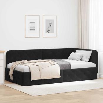 ARDEBO.de - Eckbettgestell Schwarz 90 x 200 cm Samt