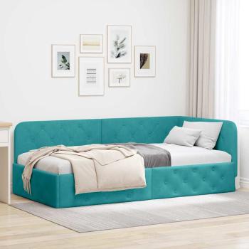 ARDEBO.de - Eckbettgestell Türkis 90 x 200 cm Samt