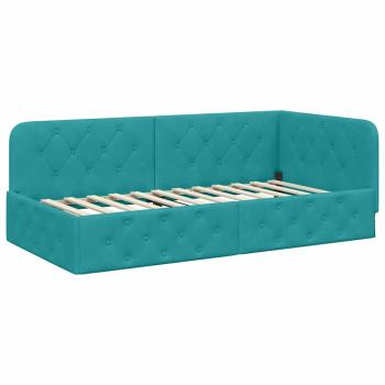 Eckbettgestell Türkis 90 x 200 cm Samt