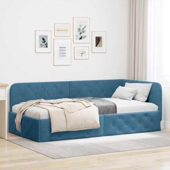ARDEBO.de - Eckbettgestell Blau 100 x 200 cm Samt