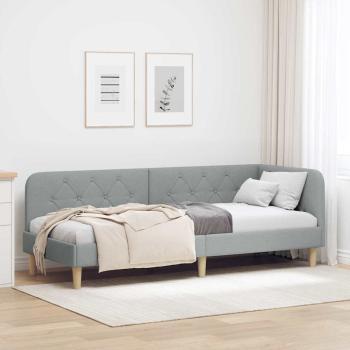 ARDEBO.de - Eckbettgestell Hellgrau 80 x 200 cm Stoff