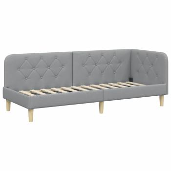 Eckbettgestell Hellgrau 80 x 200 cm Stoff