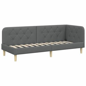 Eckbettgestell Dunkelgrau 80 x 200 cm Stoff