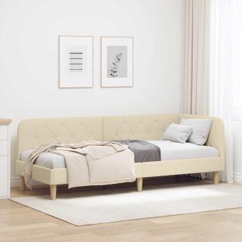 ARDEBO.de - Eckbettgestell Creme 80 x 200 cm Stoff
