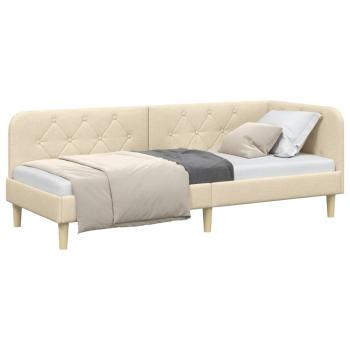 Eckbettgestell Creme 80 x 200 cm Stoff