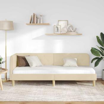 Eckbettgestell Creme 80 x 200 cm Stoff