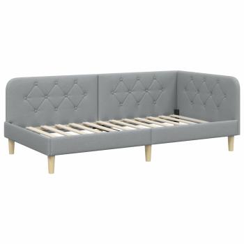 Eckbettgestell Hellgrau 90 x 190 cm Stoff