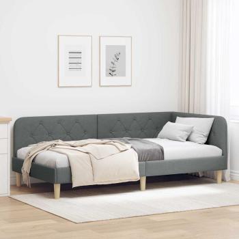 ARDEBO.de - Eckbettgestell Dunkelgrau 90 x 190 cm Stoff