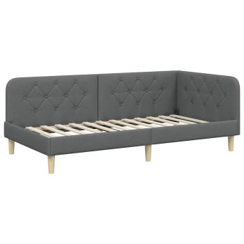 Eckbettgestell Dunkelgrau 90 x 190 cm Stoff