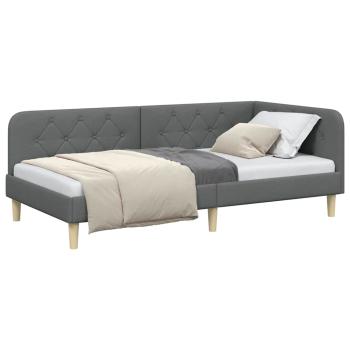 Eckbettgestell Dunkelgrau 90 x 190 cm Stoff