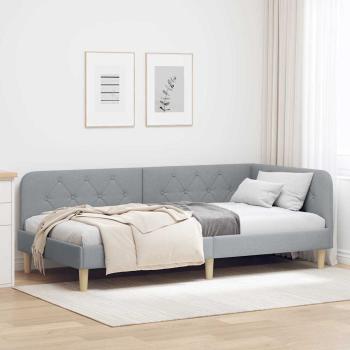 ARDEBO.de - Eckbettgestell Hellgrau 90 x 200 cm Stoff