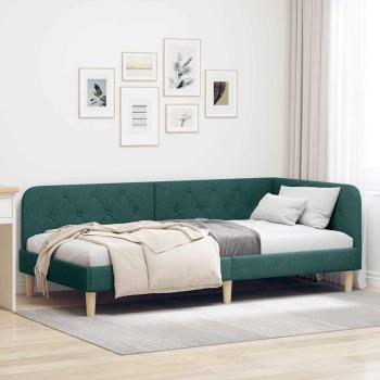 ARDEBO.de - Eckbettgestell Dunkelgrün 100 x 200 cm Stoff