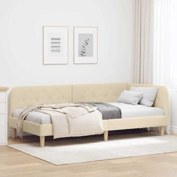 ARDEBO.de - Eckbettgestell Creme 100 x 200 cm Stoff