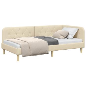 Eckbettgestell Creme 100 x 200 cm Stoff