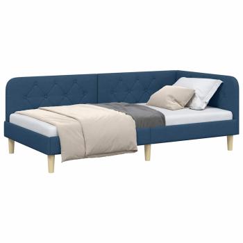 Eckbettgestell Blau 100 x 200 cm Stoff