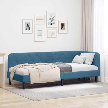 ARDEBO.de - Eckbettgestell Blau 80 x 200 cm Samt