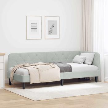 ARDEBO.de - Eckbettgestell Hellgrau 80 x 200 cm Samt