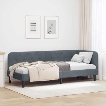 ARDEBO.de - Eckbettgestell Dunkelgrau 80 x 200 cm Samt