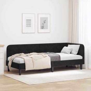 ARDEBO.de - Eckbettgestell Schwarz 80 x 200 cm Samt
