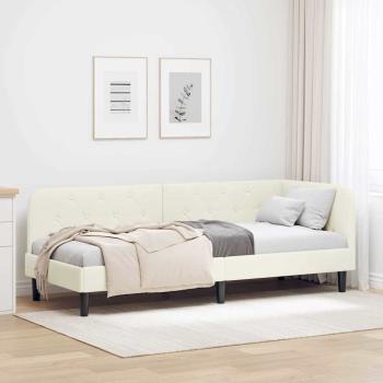 ARDEBO.de - Eckbettgestell Creme 80 x 200 cm Samt