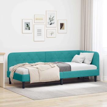 ARDEBO.de - Eckbettgestell Türkis 80 x 200 cm Samt