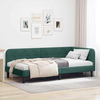 ARDEBO.de - Eckbettgestell Dunkelgrün 90 x 190 cm Samt