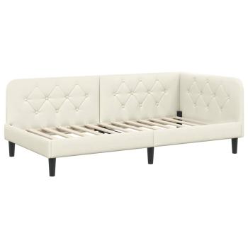 Eckbettgestell Creme 90 x 190 cm Samt
