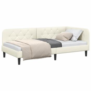 Eckbettgestell Creme 90 x 190 cm Samt