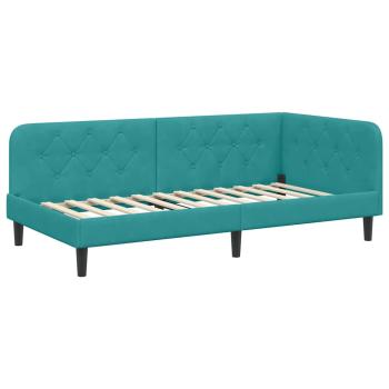 Eckbettgestell Türkis 90 x 190 cm Samt