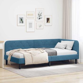 ARDEBO.de - Eckbettgestell Blau 100 x 200 cm Samt