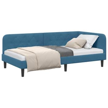 Eckbettgestell Blau 100 x 200 cm Samt