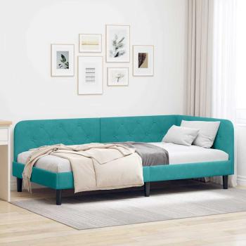 ARDEBO.de - Eckbettgestell Türkis 100 x 200 cm Samt