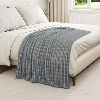 Überwurfdecke Dunkelgrau 150 x 130 cm Fleece