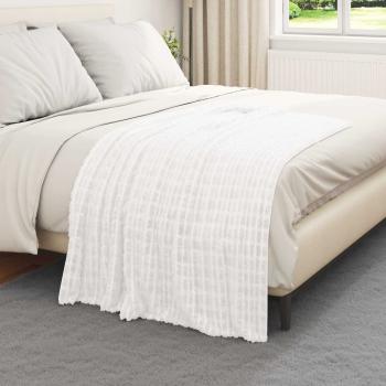 Überwurfdecke Weiß 150 x 130 cm Fleece