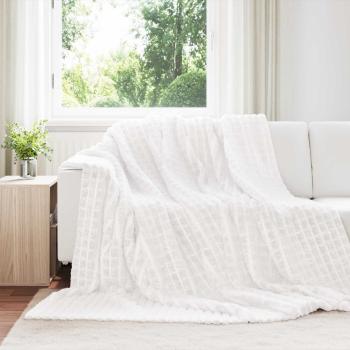 ARDEBO.de - Überwurfdecke Weiß 240 x 220 cm Fleece