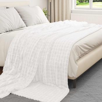 Überwurfdecke Weiß 240 x 220 cm Fleece