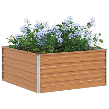 Hochbeet Hellbraun 100 x 100 x 45 cm Verzinkter Stahl
