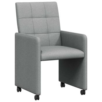 Esszimmerstühle mit Rollen 2 Stk. Stoff Hellgrau