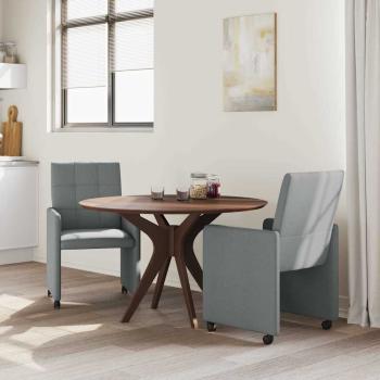Esszimmerstühle mit Rollen 2 Stk. Stoff Hellgrau