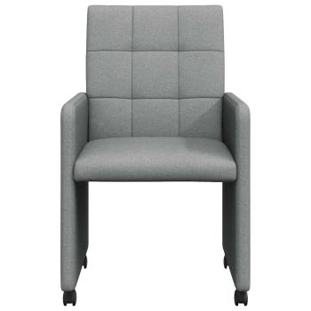 Esszimmerstühle mit Rollen 2 Stk. Stoff Hellgrau