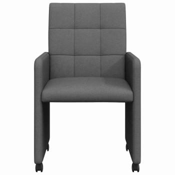 Esszimmerstühle mit Rollen 2 stk. Stoff Dunkelgrau