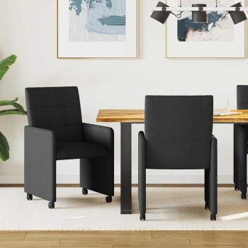 ARDEBO.de - Esszimmerstühle mit Rollen 2 Stk. Stoff Schwarz 58 x 65 x 94 cm