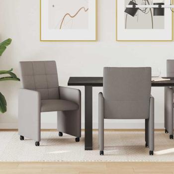 ARDEBO.de - Esszimmerstühle mit Rollen 2 Stk. Stoff Taupe 58 x 65 x 94 cm
