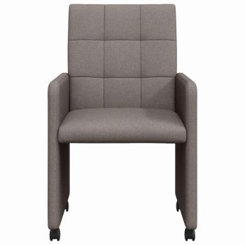 Esszimmerstühle mit Rollen 2 Stk. Stoff Taupe 58 x 65 x 94 cm