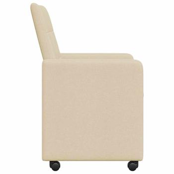 Esszimmerstühle mit Rollen 2 Stk. Stoff Creme 58 x 65 x 94 cm